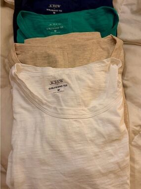 J.Crew Girlfriend Tee Short Sleeve Tees in Navy, Green, Tan, White and Black